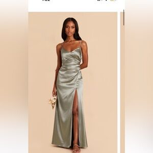 Birdy grey Catherine dress- shiny satin moss green